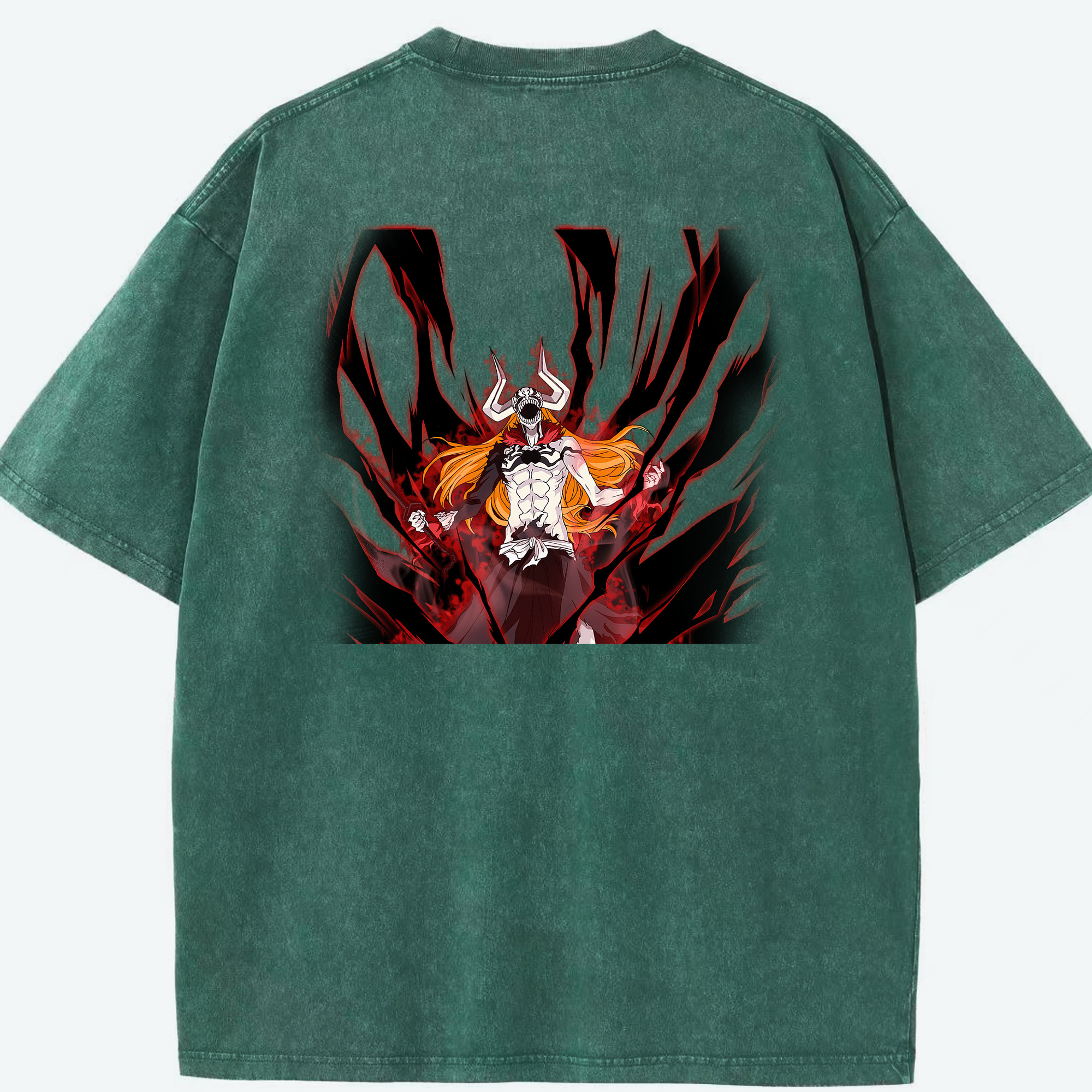 （画像用） ブリーチ 黒崎一護（くろさき いちご）BLEACH Kurosaki Ichigo 綿100% ヴィンテージ風 半袖Tシャツ（背面プリント）